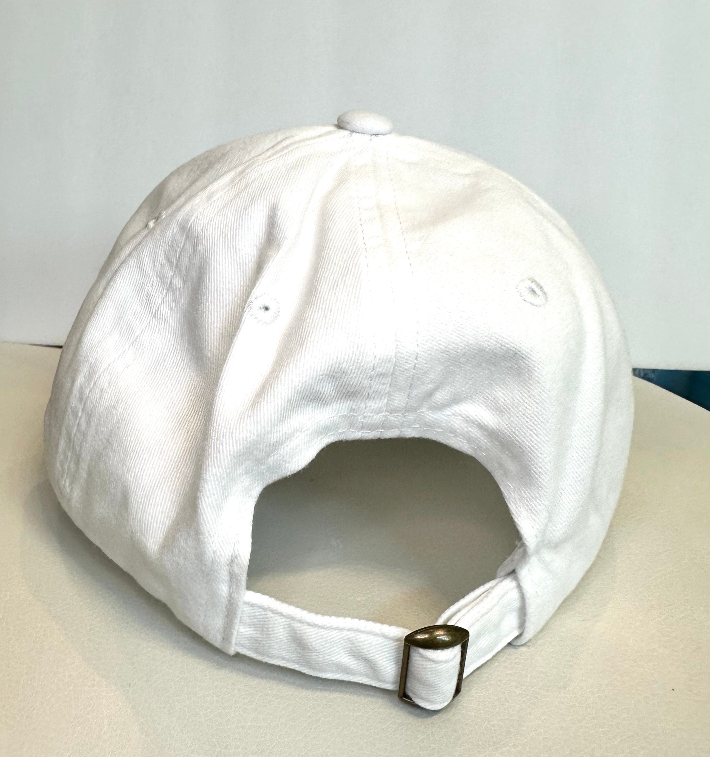 Equestrian Baseball Cap White Cotton Hat with Silver Horse Bit