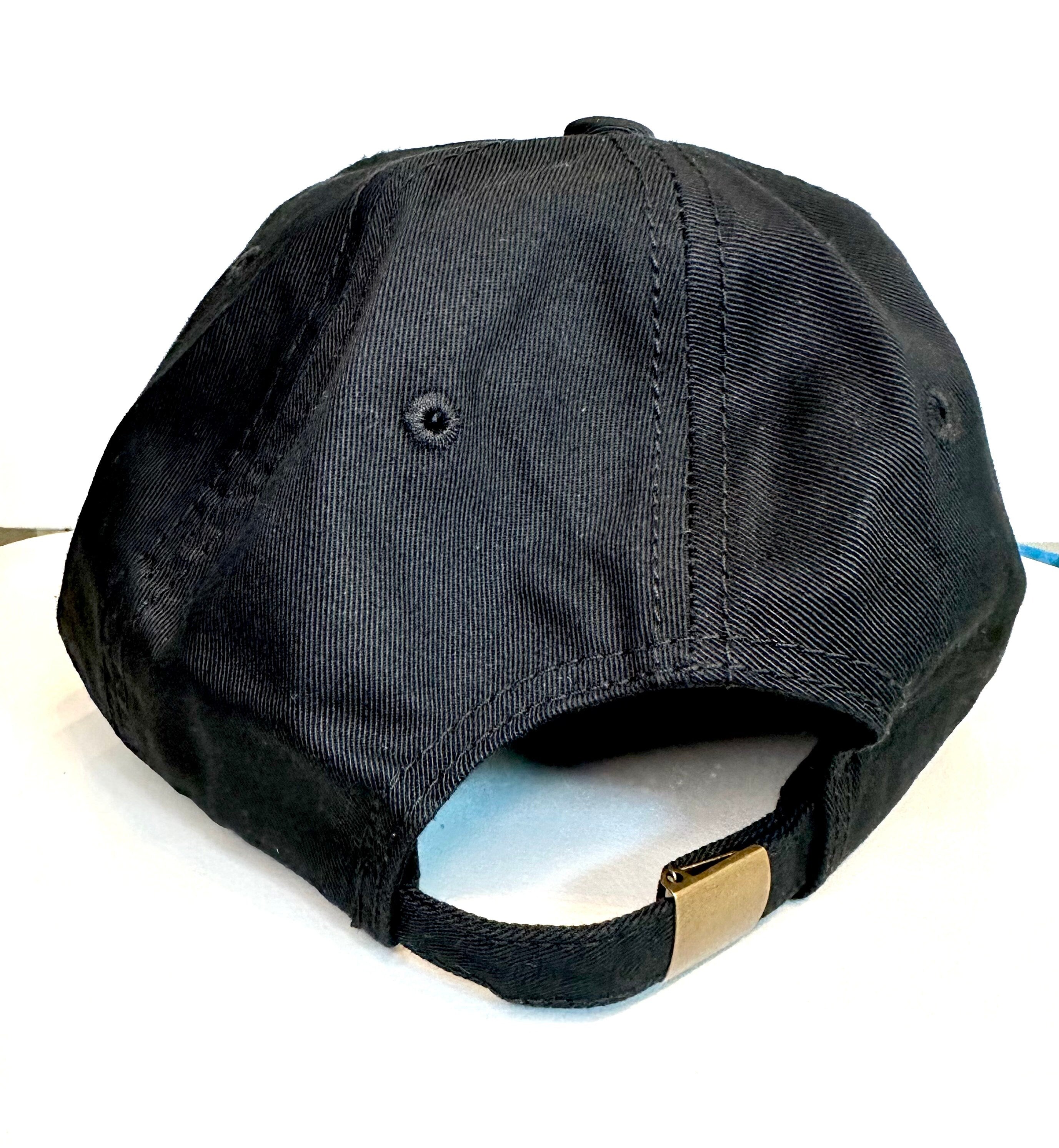 Equestrian Baseball Cap: Black Cotton Hat with Silver Horse Bit