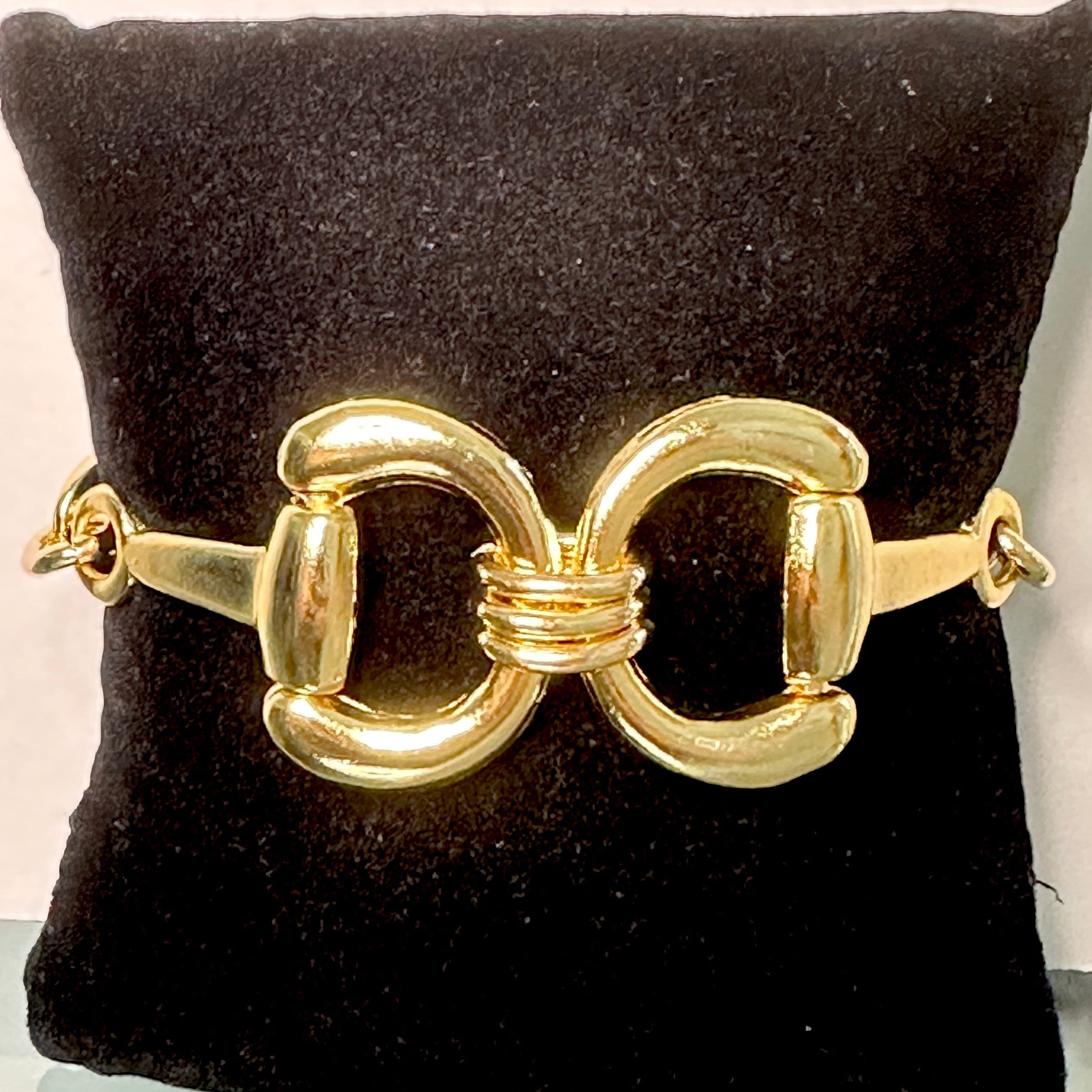 Equestrian Horse Snaffle Bit Shiny Gold Mariner Chain Bracelet w/ Toggle Clasp & Fresh Water Pearl