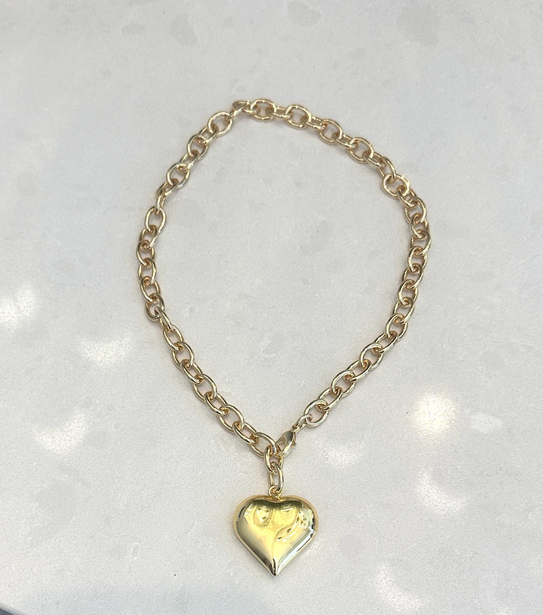Stunning Gold Puff Heart Necklace-Trending NOW! 16"