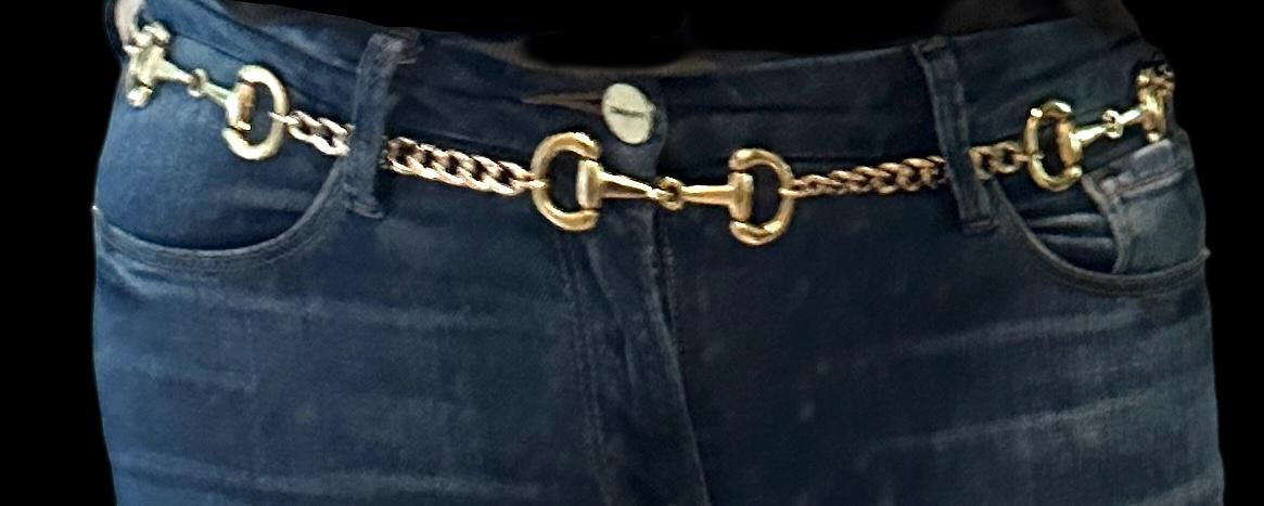Stunning Statement Equestrian Snaffle Bit Chain Belt---Adjustable---Gold or Silver