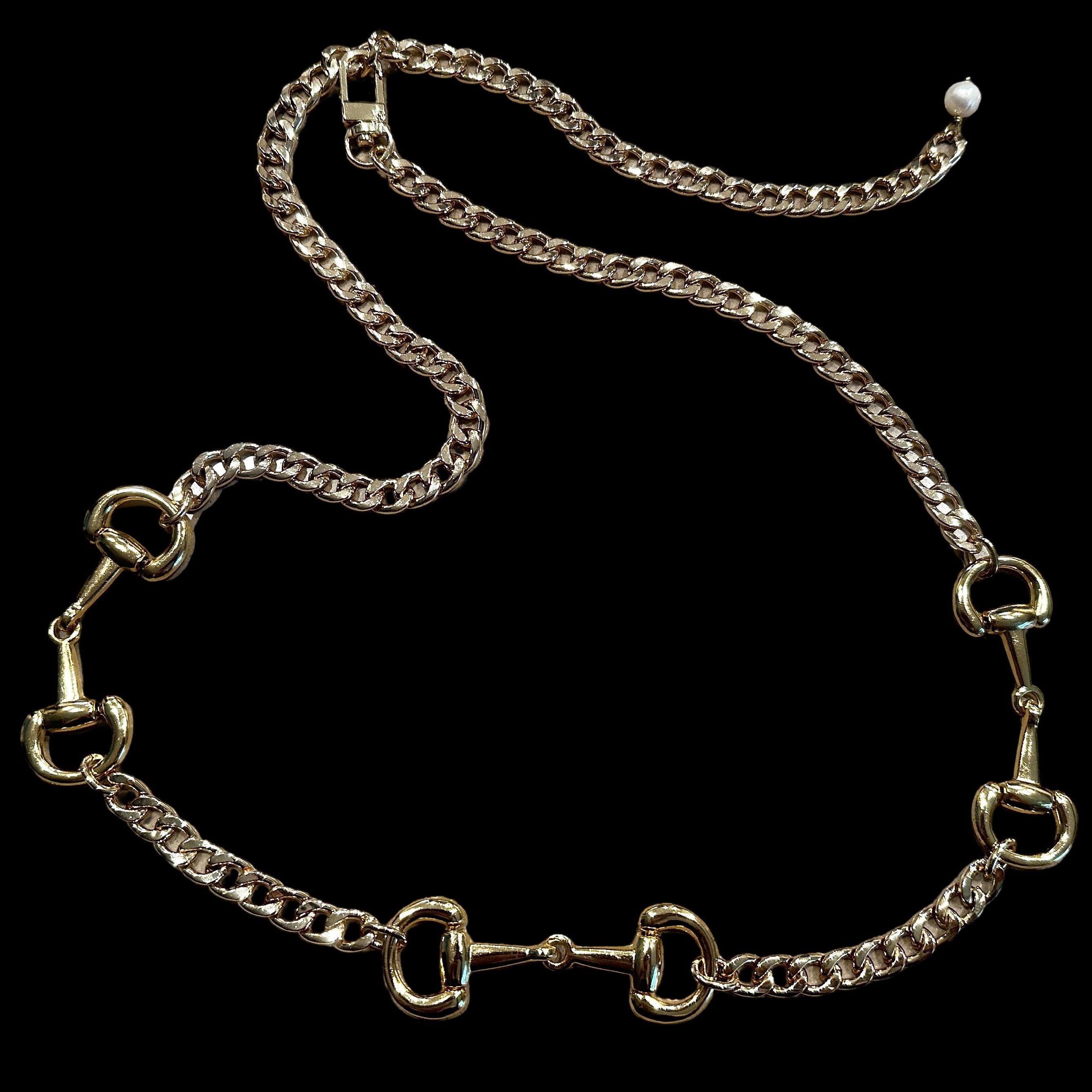 Stunning Statement Equestrian Snaffle Bit Chain Belt---Adjustable---Gold or Silver
