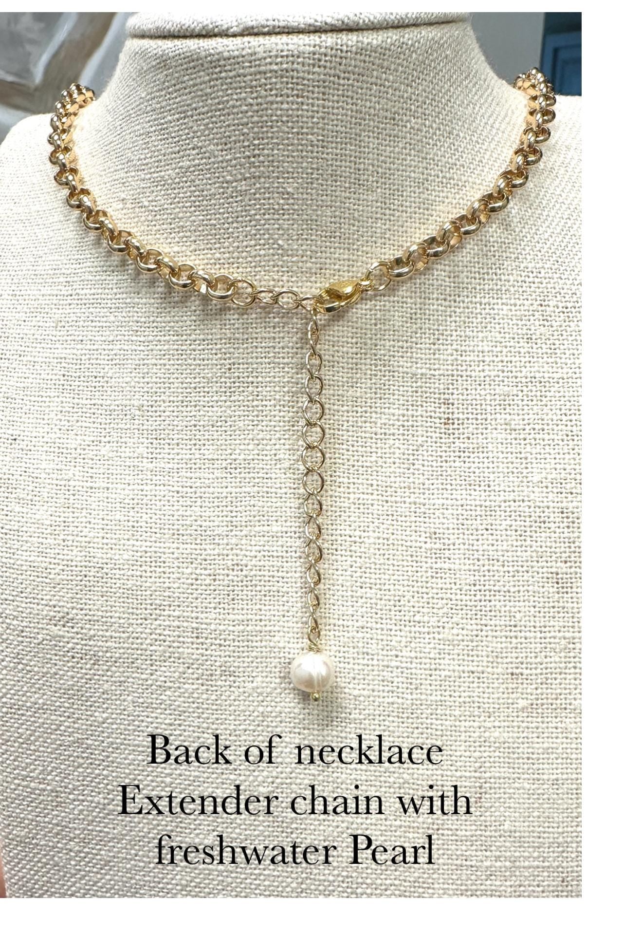 Equestrian Horse Snaffle Bit Shiny Gold Oval Chain Necklace w/ CZ Fluted Heart Charm