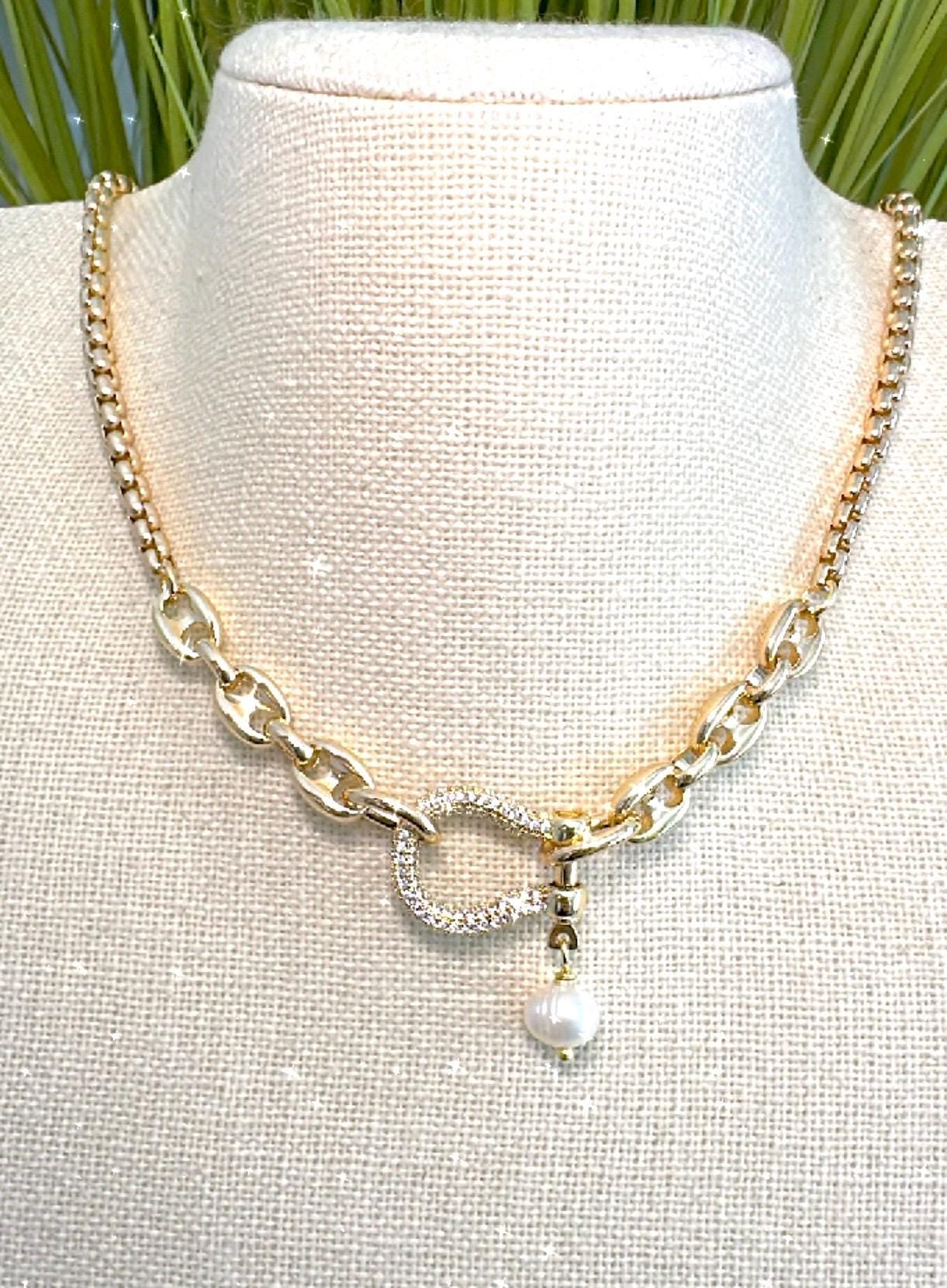 Equestrian Necklace, Horse Crystal D-Ring, Stirup, Bit with Pearl, Equestrian Gift Idea