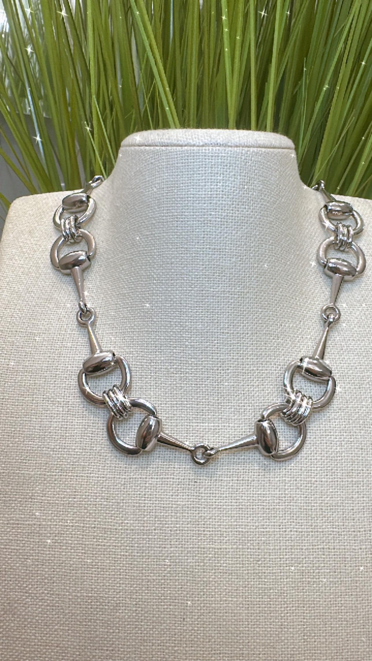 Equestrian Equine Horse Snaffle Bit Silver Necklace — Stunning Statement Necklace