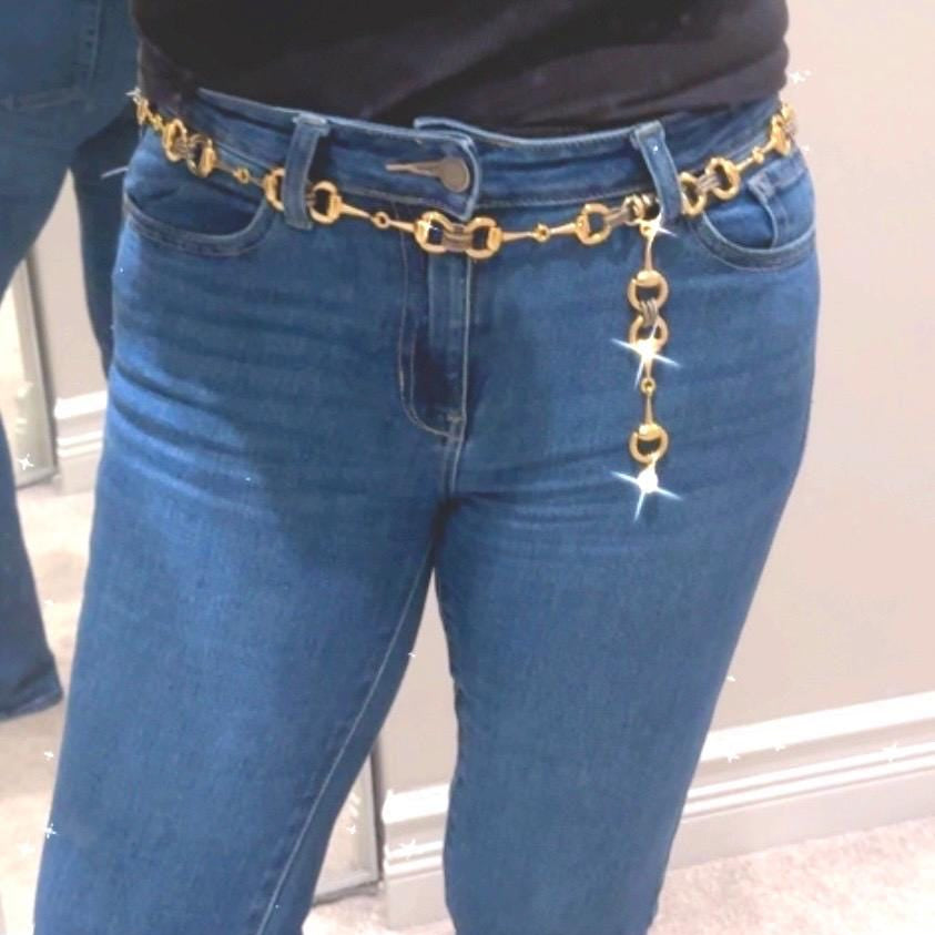 Equestrian Equine Snaffle Bit Belt, Adjustable-Mixed Metal-Gold and Antique Silver Rope Chain Accents-WOW!